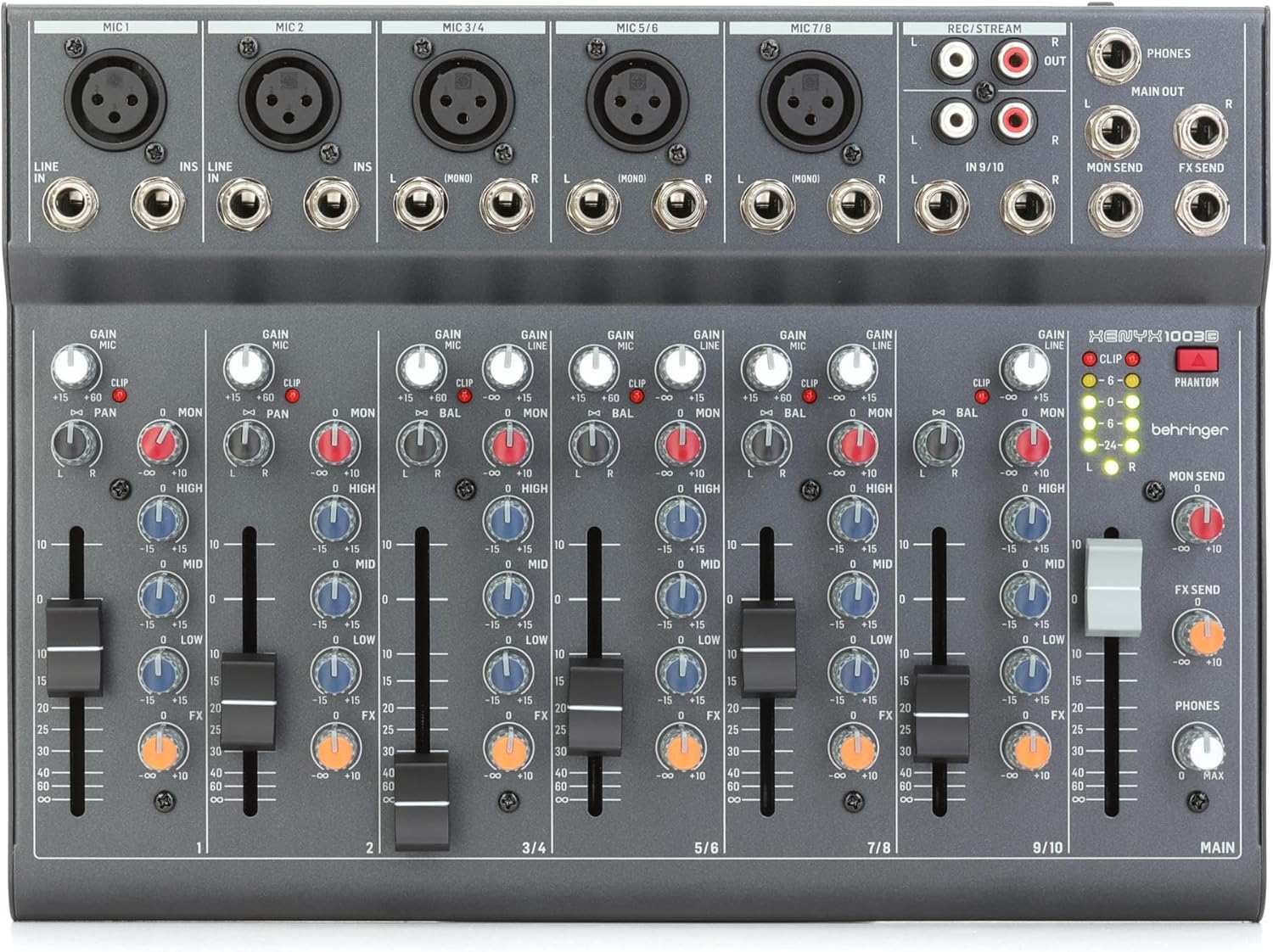 Behringer Xenyx X1003B Premium Analog Mixer with 5 Mic Preamps and Optional Battery Operation