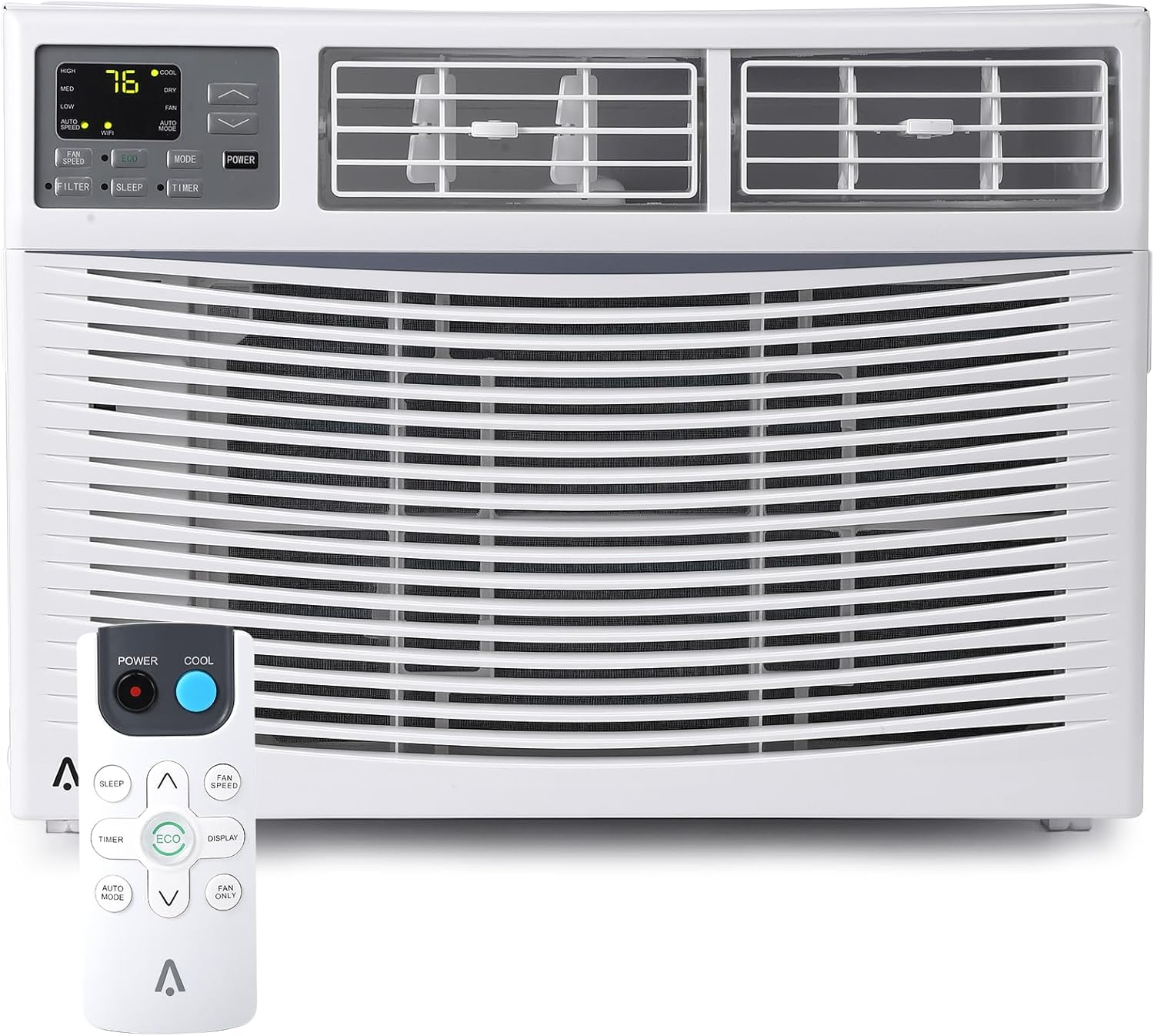 Smart Window Air Conditioner, 10000BTU Smart Air Conditioner Window Unit Remote/App Control and Dehumidify Function, Quiet Operation, Energy Savings, Cools 450 Sq.ft, 110/115V