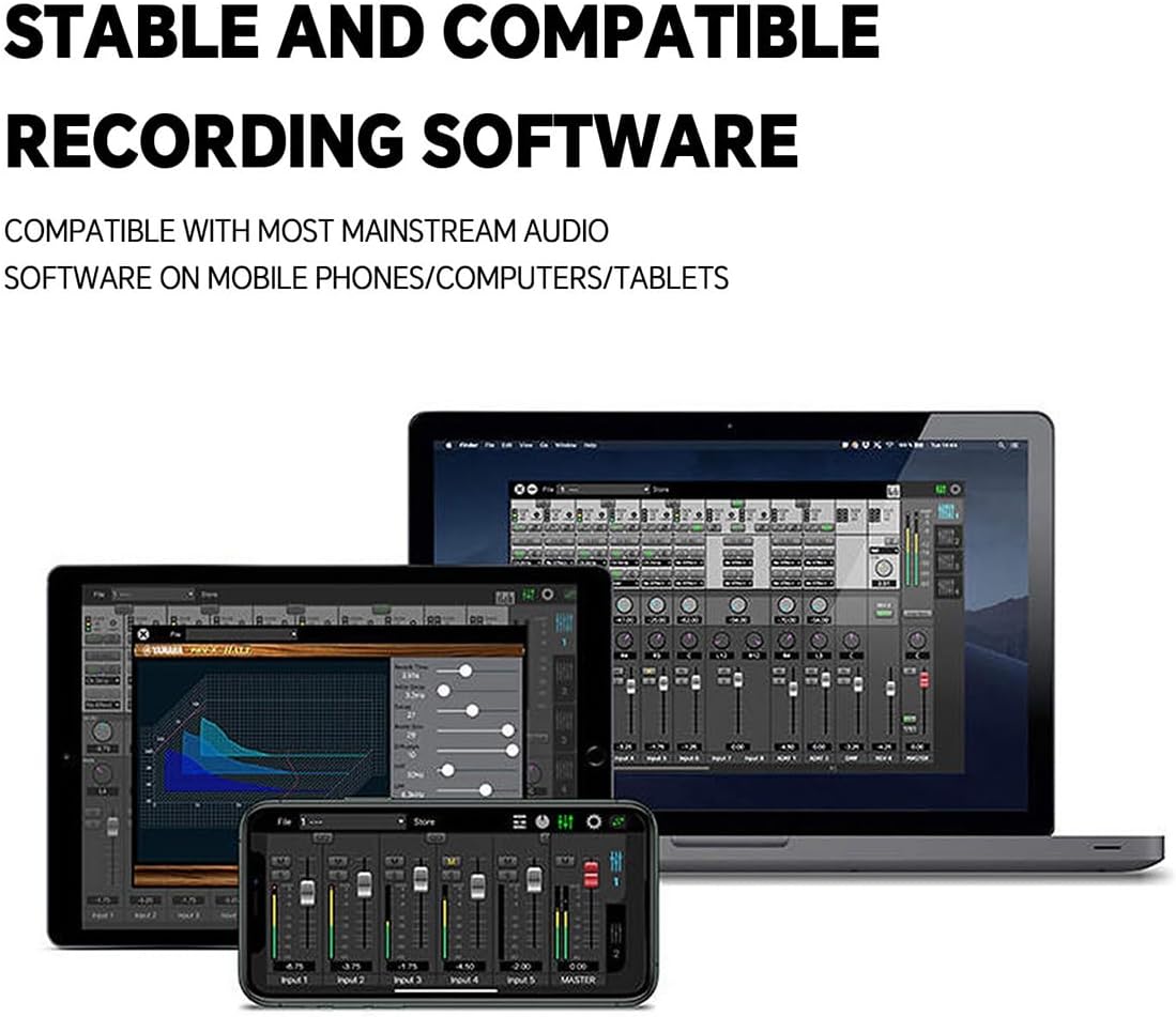 -MD44 Professional Microphone Sound Card 24Bit 192KHz 4 Way Audio Interface for Podcast Recording Music Instrument Easy to Use -B