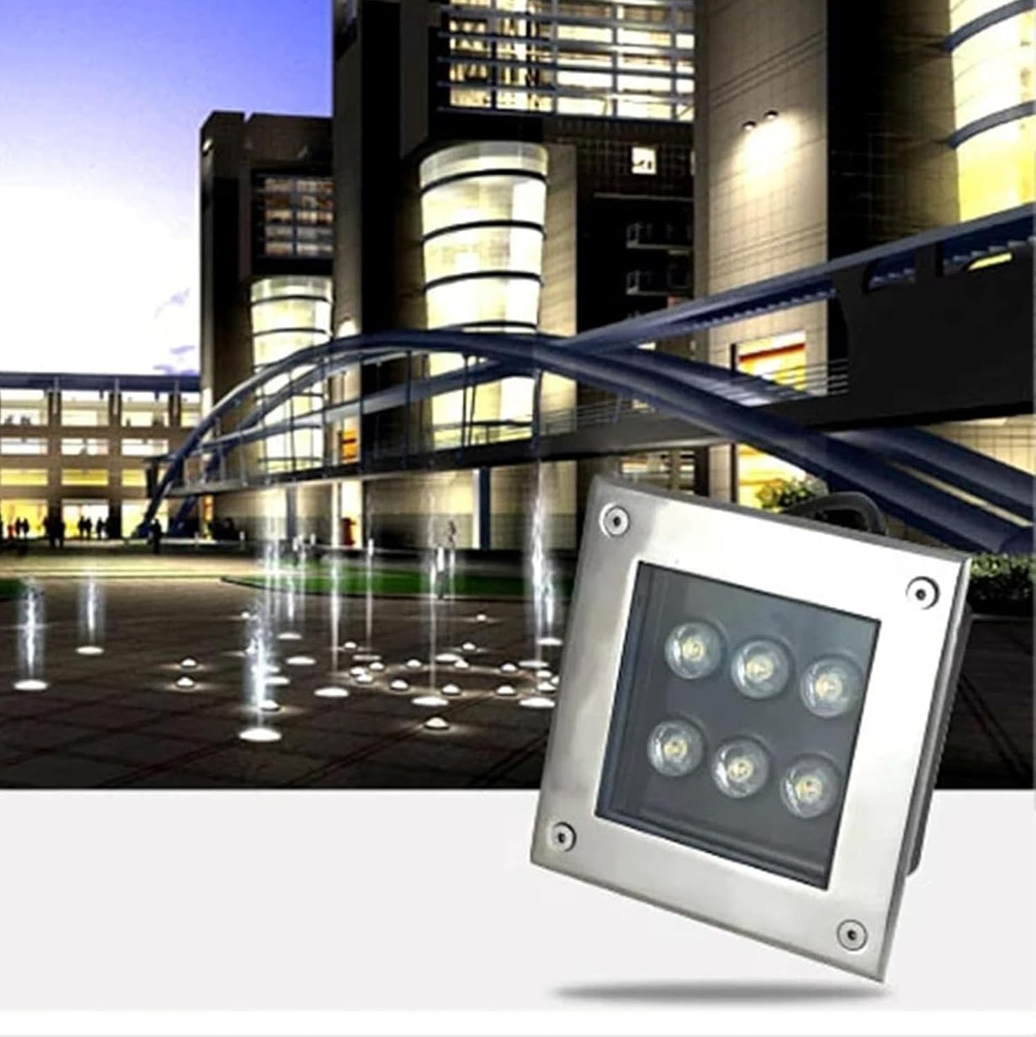 Square Ground LED Landscape Lamp, Outdoor Recessed Buried Lights, IP67 Waterproof Stainless Steel LED Spotlight, 12V Low Pressure Garden LED Well Light, for Lawn Deck Driveway Villa Illuminate(Blue,36