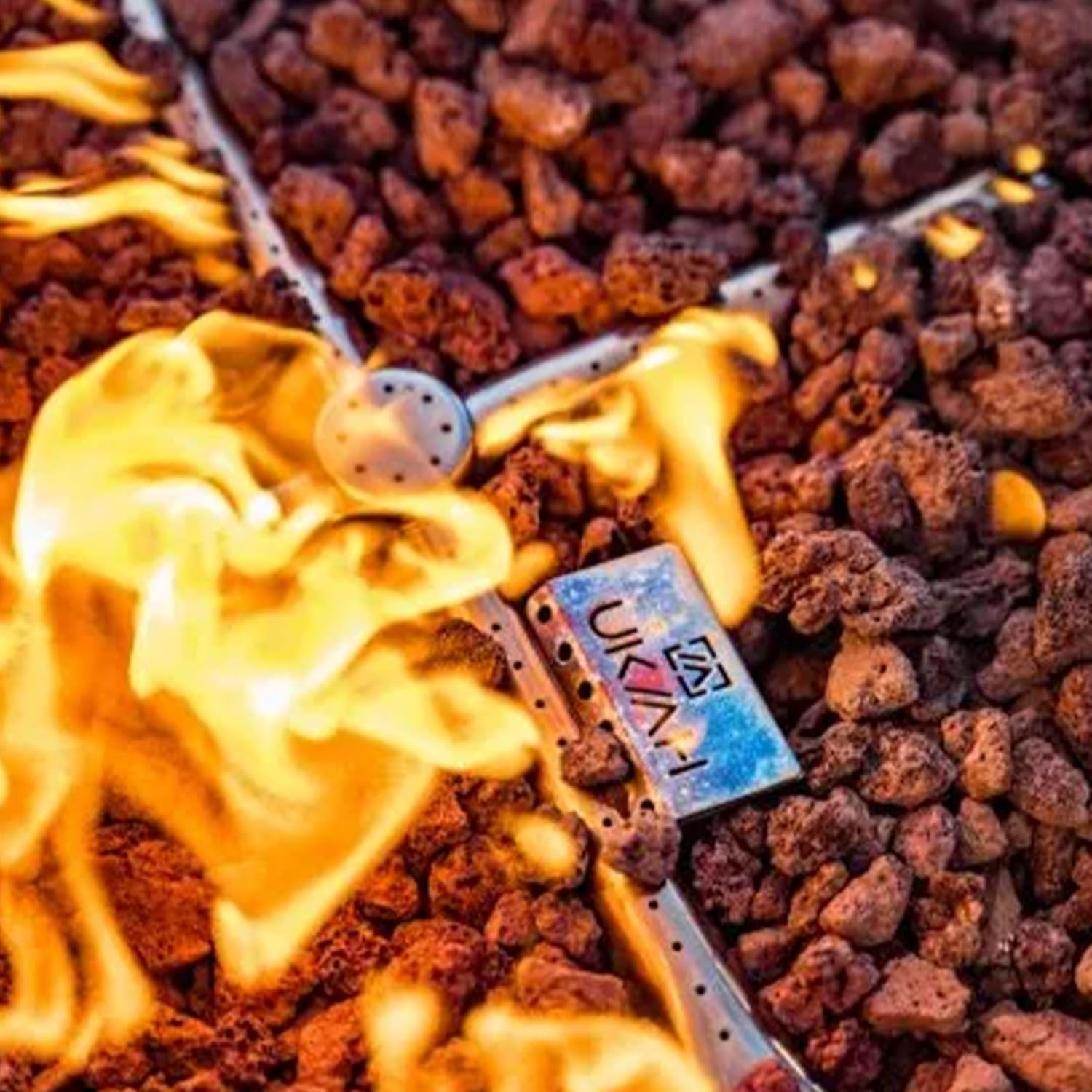 Ukiah Co. Voyager II Rechargeable Wireless Bluetooth 4 Mode Tabletop Propane Fire Pit Speaker Sound System with Lava Rocks and Cover, Black