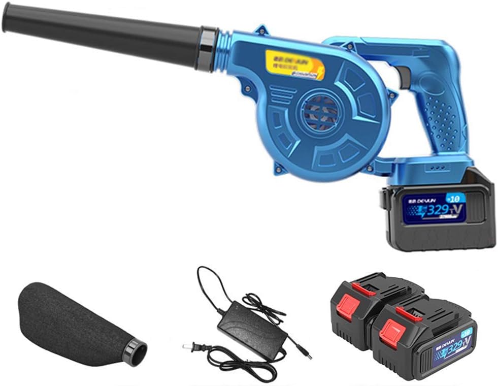 Convenient Cordless Leaf Blower,2 in 1 Batterypowered Sweeper/Vacuum,with Battery Charger Dust Bag,Variable Speed,for Blowing Leaf/Snow/Dust/Yard/Patio/Car (2xbattery 48900mHA)