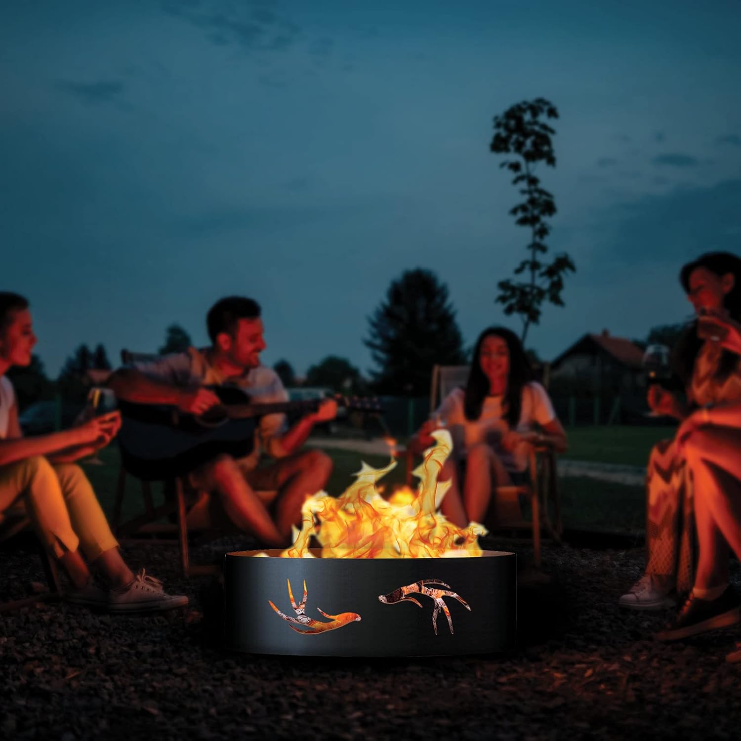 PD Metals ANT01860 Antlers Unpainted 12 in. Tall 60 in. Diameter Outdoor Fire Ring - 60 x 60 x 12 in. - Rustic Black Color