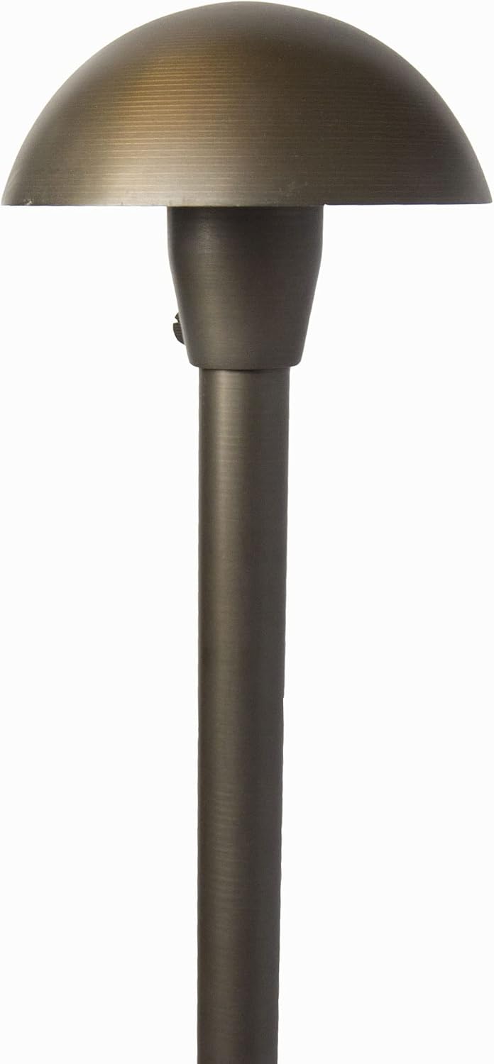 Light to Form® | Brass Dome Landscape Light | 3W LED 12V AC/DC | 2700K Warm White | GU5.3 Base | Antique Brass Finish | Ground Mount Outdoor Pathway Lighting | Water Resistant | Bulb Included