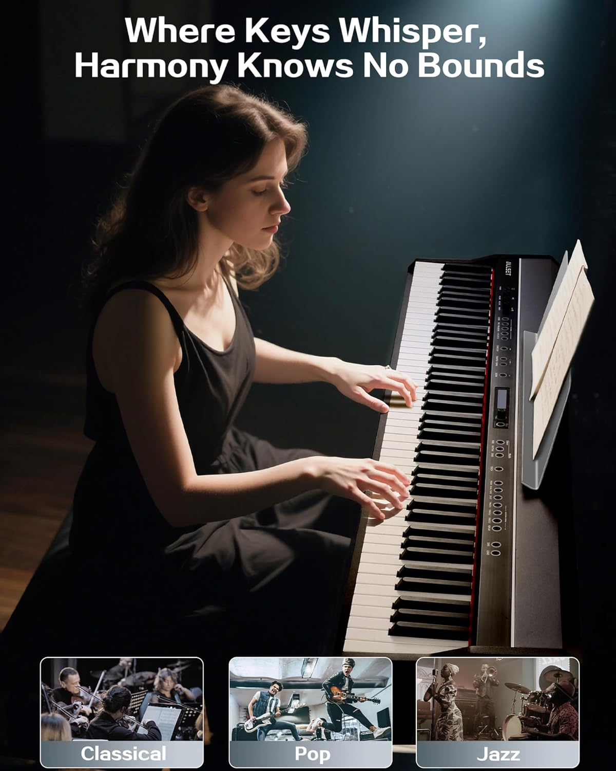 88 Key Weighted Keyboard Digital Piano Electric Keyboard USB-MIDI Connecting Hammer Action Piano Keyboard Triple Pedal Comes with Headphones 128 Tones for Beginners Adults