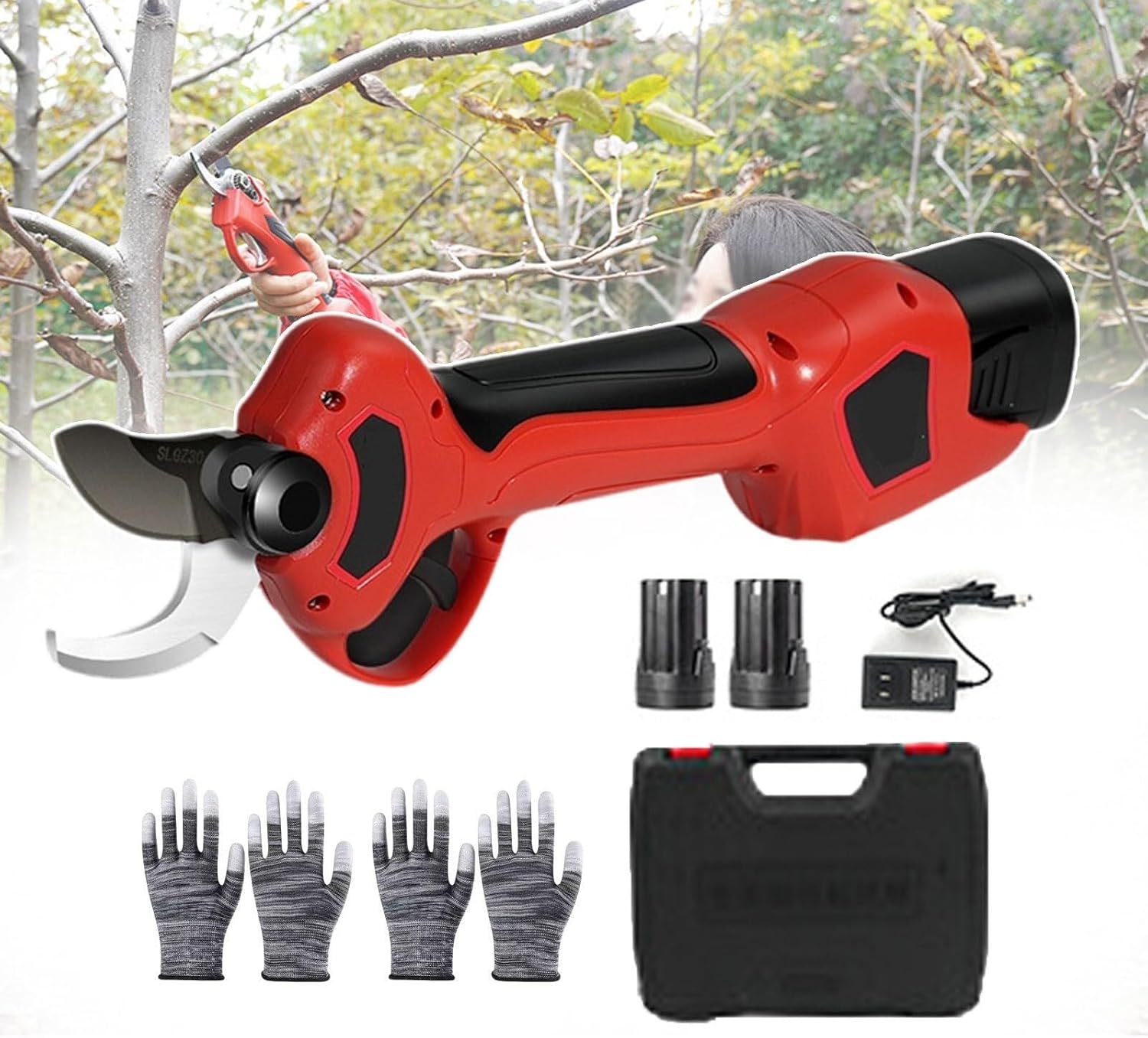 Electric Pruning Shears, Cordless Garden Pruner with 16.8V Battery, 3CM Cutting Capacity, Portable, for Tree Branches Gardening