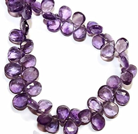 african amethyst faceted briolettes 6x8.5mm - 7x9mm 4 beads