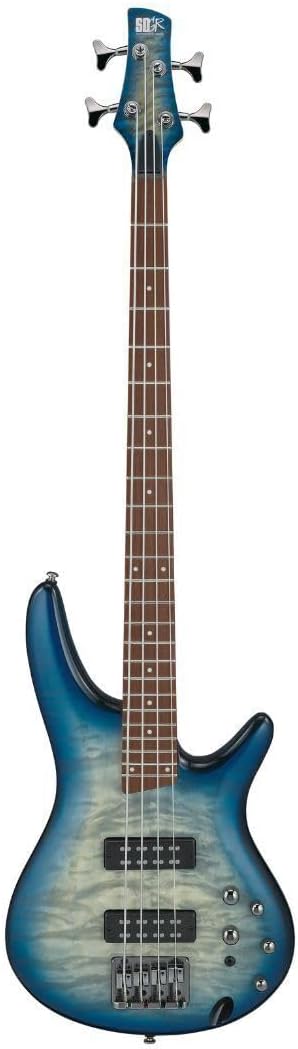 Ibanez SR400EQM Standard 4-String Right-Handed Electric Bass Guitar with Jatoba Fretboard, Quilted Maple Top, and PowerSpan Dual Coil Pickups (Stained Cosmic Blue Starburst)