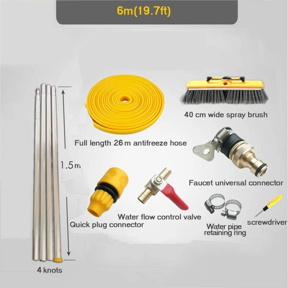 Window Cleaner Window Cleaning Brush Equipment, Window Cleaner Kit, Water/Hose Fed Pole, 4.5-9M, Photovoltaic Panel Cleaning Tool, Cleaning Solar Panels Tool/6M/19.7Ft