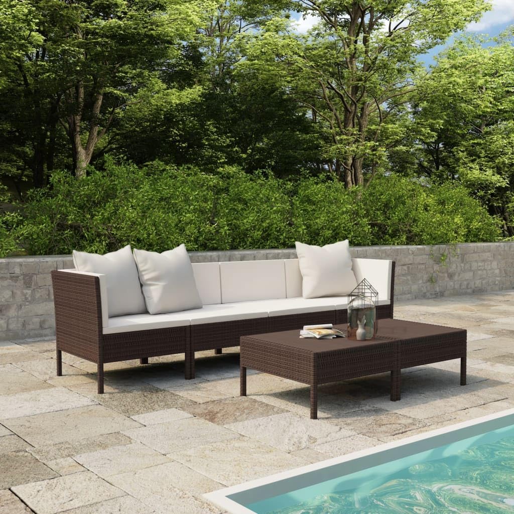 6 Piece Patio Lounge Set with Cushions Poly Rattan Brown,Versatile and Comfortable Outdoor Patio Furniture Set with AllWeather Rattan and Deep Seating Cushions Patio Furniture, Outdoor Furniture Sets