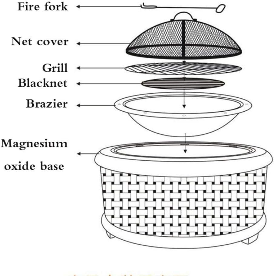 Small Fire Pit, Fire Pit with BBQ Grill Shelf, Firepit Barbecue with Fashionable and Artistic Magnesium Oxide Base for Outdoor Garden Barbecue Excursion, Brown