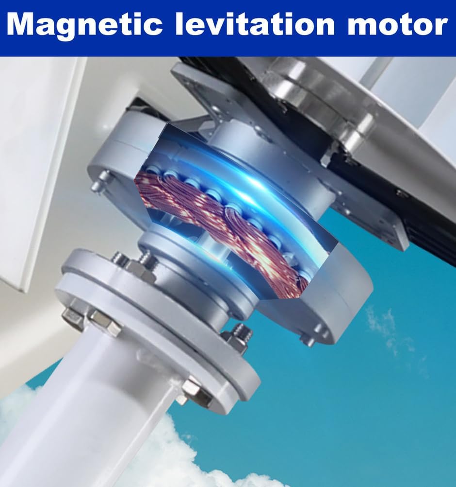 3000W No Noise 12V-220V Vertical Wind Turbine W/Controller 3 Blades Household Magnetic Levitation Wind Turbine Kit for Home, Garden Lighting