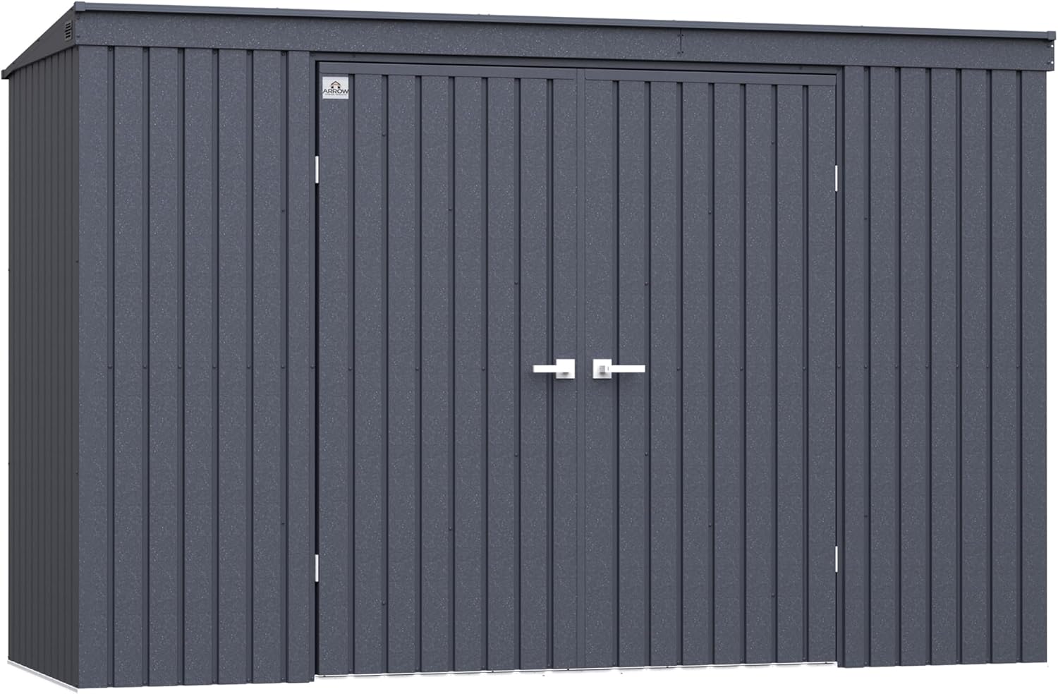 Arrow Shed Elite 10' x 4' Tall Outdoor Steel Storage Shed with High Gable and Lockable Doors Storage Building with Pent Roof, Anthracite