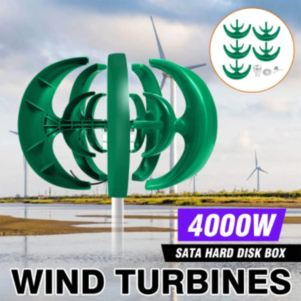 12V 24V 4000W Vertical Axis Wind Turbines Generator Lantern 5 Blades Motor Kit Windmill Energy Charge Turbines for Home Camping,12v
