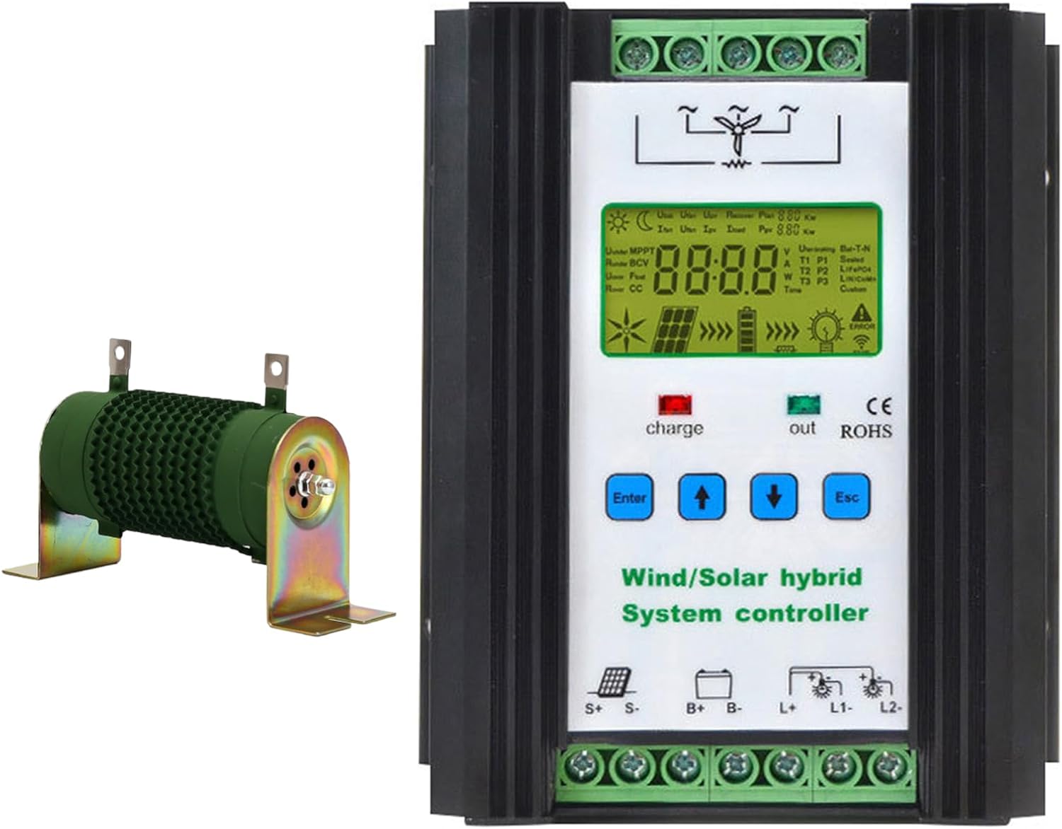 Home Use Maximum 6000W Hybrid Charging Controller,12V 24V 48V Wind Solar Hybrid Charge Controller Suitable for Island Fishermen's Household Street Lights,48V