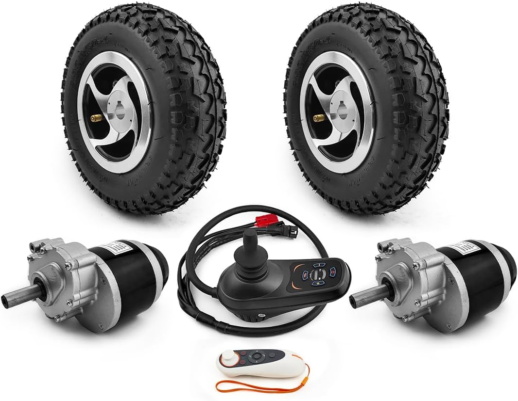 Dual 9 Inch Wheel 120RPM 24V 700W Carry Garden Lawn Mower Tool Cart Brushed Gear Motor Kit (9 inch with remote)