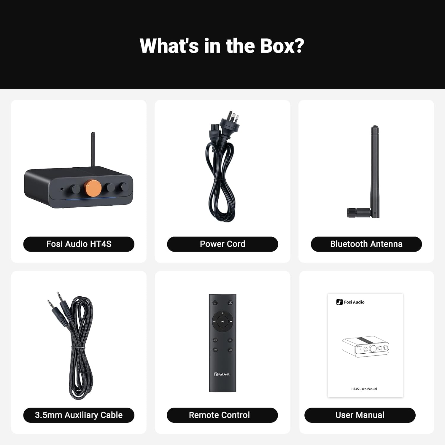 Fosi Audio HT4S Bluetooth Amplifier for Outdoor Speakers, 4 Channel Power Amp for Home Theater, Outdoor Gathering, 4.1/5.0 Ch Stereo Home Audio Receiver, Supports AUX/Optical Input with Remote Control