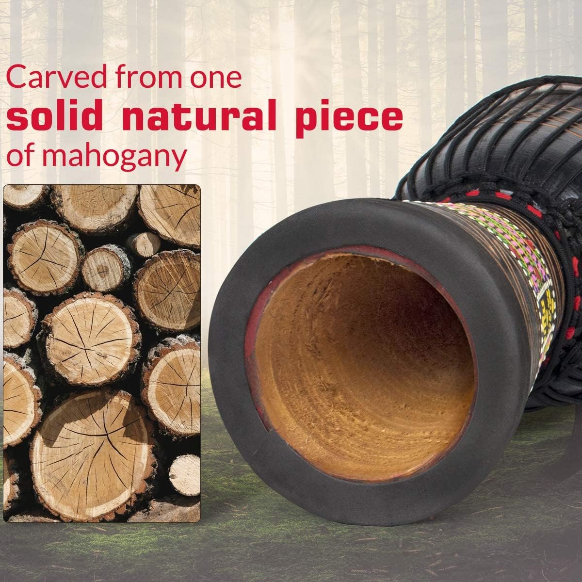 Djembe Drum, AKLOT African Drum Hand-Painted 10'' x 20'' Mahogany Goatskin Drumhead for Starter Beginners Adult for Over 8 Years Old