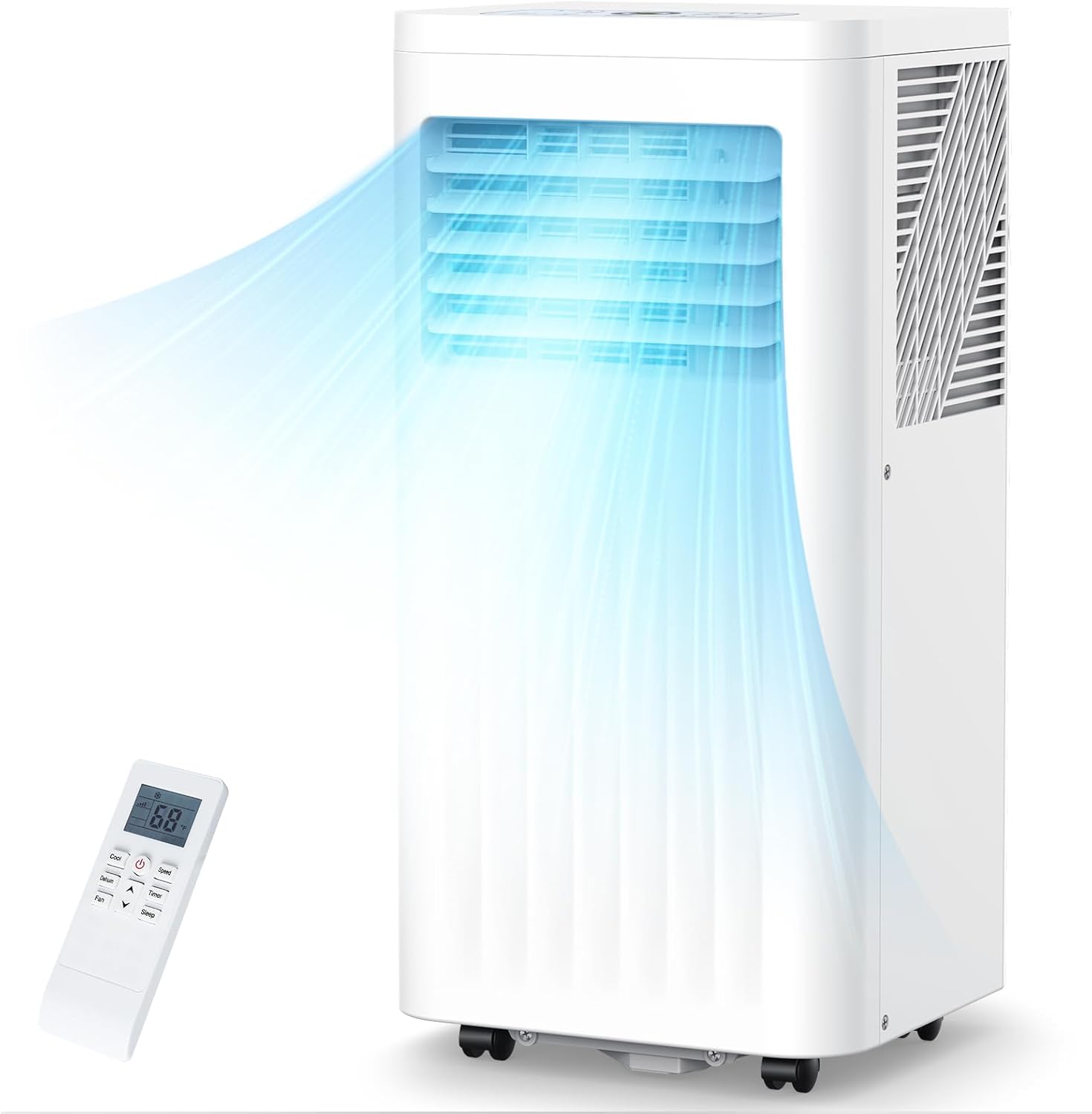 COWSAR 10,000 BTU Portable Air Conditioners, Portable AC Unit Cools Up to 450 Sq.ft with Remote, 4 Modes Room Air Conditioners with LED Display/Swivel Wheels/Installation Kits/Sleep Modes, White