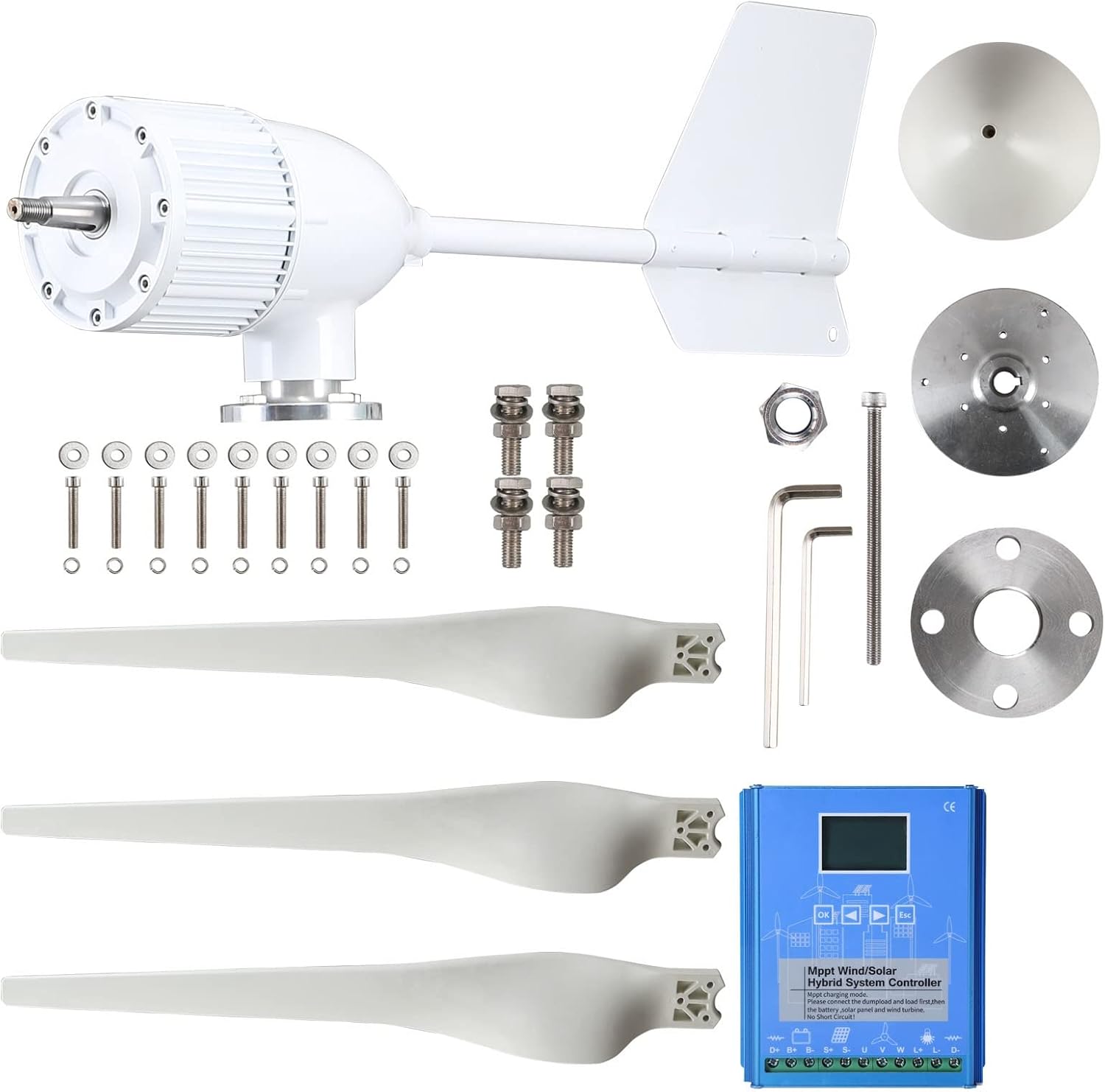 12V 24V 48V 1kw Wind Turbine Kit 3 Blades Wind Turbine Free Energy Off Grid Inverter System with Charge Controller (Color : 48v)