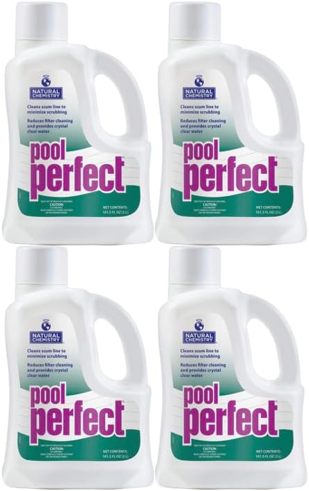 Natural Chemistry Pool Perfect, 3-Liter, Pack of 4, Reduce Scum Lines and Filters Cleanings, Ensures Crystal Clear Water, Compatible with All Sanitizing Systems