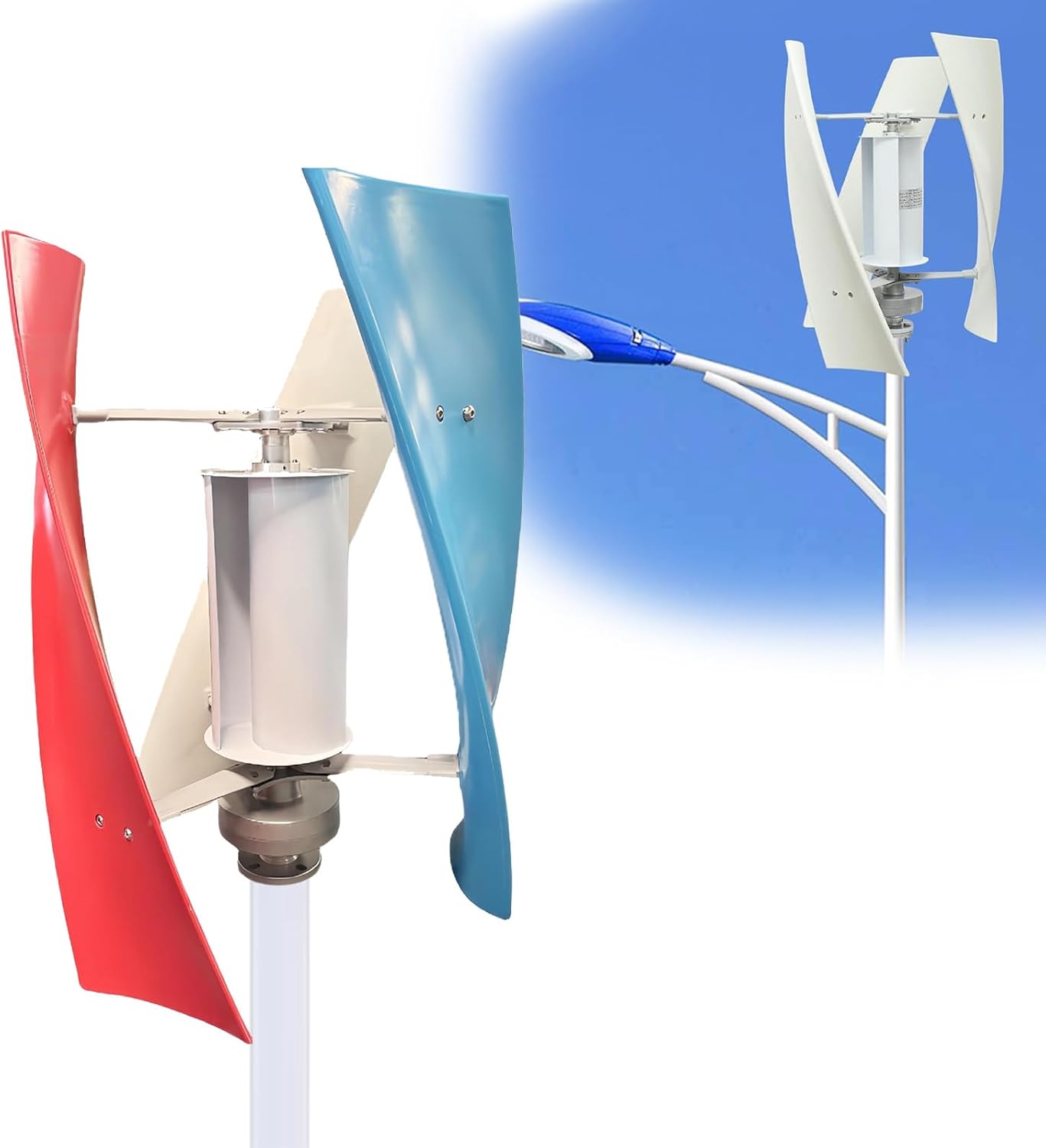 Wind Turbines Vertical Axis Wind Power Turbine Generator, Magnetic Levitation Wind Turbine, 360° Automatic Wind Direction Adaptation, for Street Lighting & Home Power Multi-200W