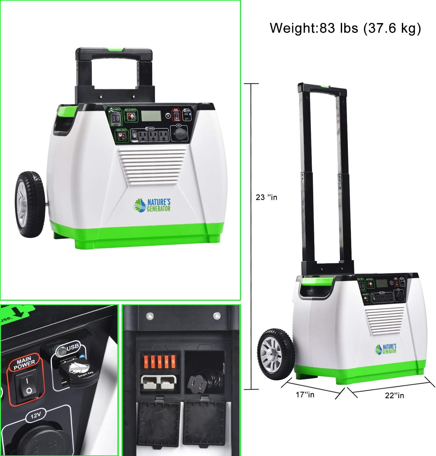 Nature's Generator Gold PE System 1800W Solar & Wind Powered Pure Sine Wave Generator + 100W Solar Panel + Power Transfer Kit, w/Infinite Expandability, Gasless to Connect Inhouse Breaker Panel