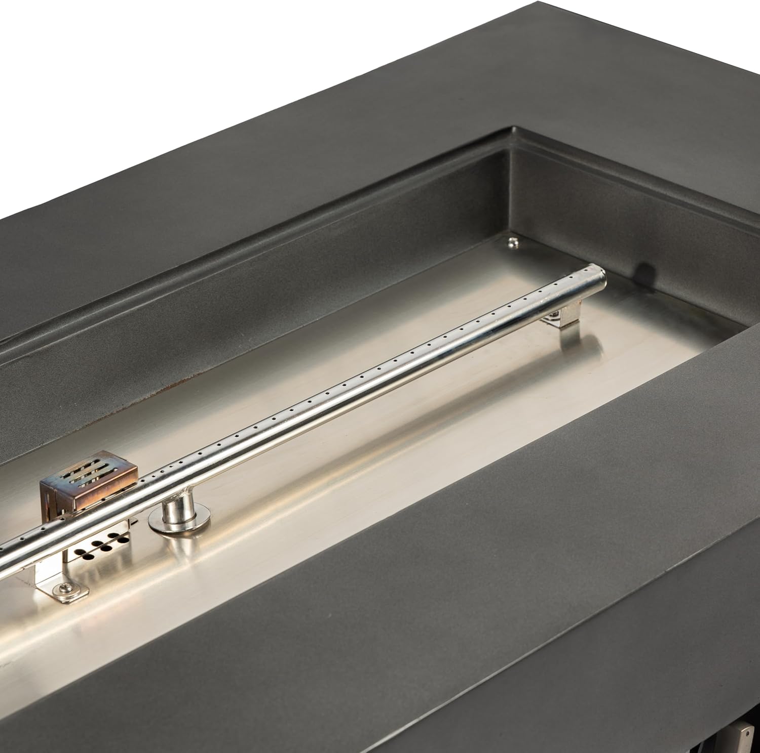 60 Inches Outdoor Rectangle Propane Fire Pit Table, 50,000 Btu Concrete Fire Table with Auto-Ignition, Dark Gray Lava Rocks & Cover Included – 1 Door Design (1 Doors)