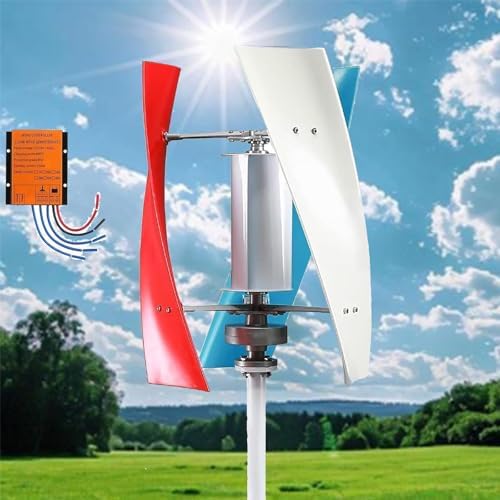 16000W Vertical Wind Turbine Generator Kit, No Noise Magnetic Levitation for 12V 24V 48V Systems, MPPT Controller, Ideal for Home and Street Lighting (White, 24V)