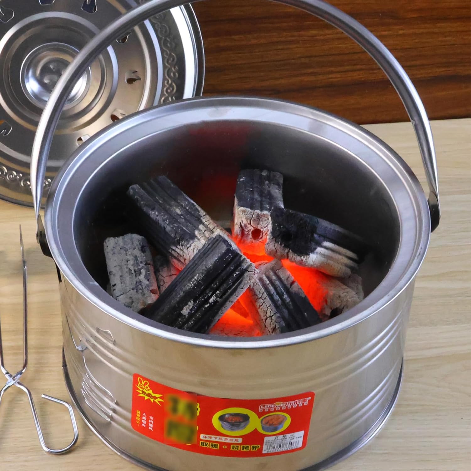 Stainless Steel Fire Pit with Handle,Fire Bowl Outdoor,Used for Camping,Campfire, Heating,Accessories Please Choose According to Need,31×20cm (D)