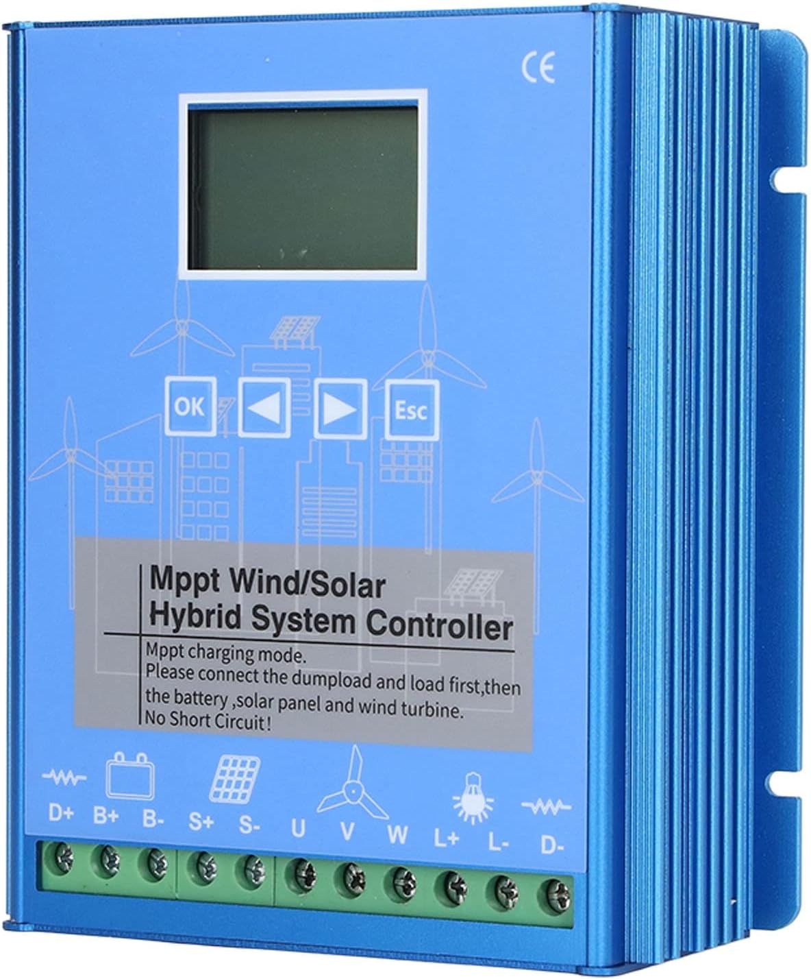 24V 48V MPPT Wind Solar Controller Solar Wind Power Accessories, Universal LCD Energy Controller Wind 1000W Photovoltaic 1000W