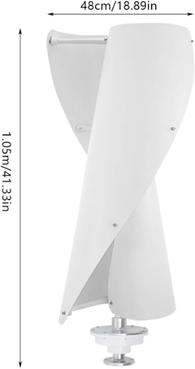 4000W Low Noise Vertical Spiral Wind Turbine Generator Kit,12V-220V White 2 Blades Wind Turbine Suitable for Emergency Power Generation