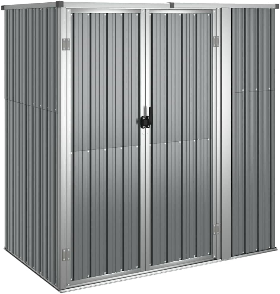 vidaXL Garden Tool Shed - Large, Gray Galvanized Steel and Metal Outdoor Storage House for Garden Tools and Equipment - 63.4