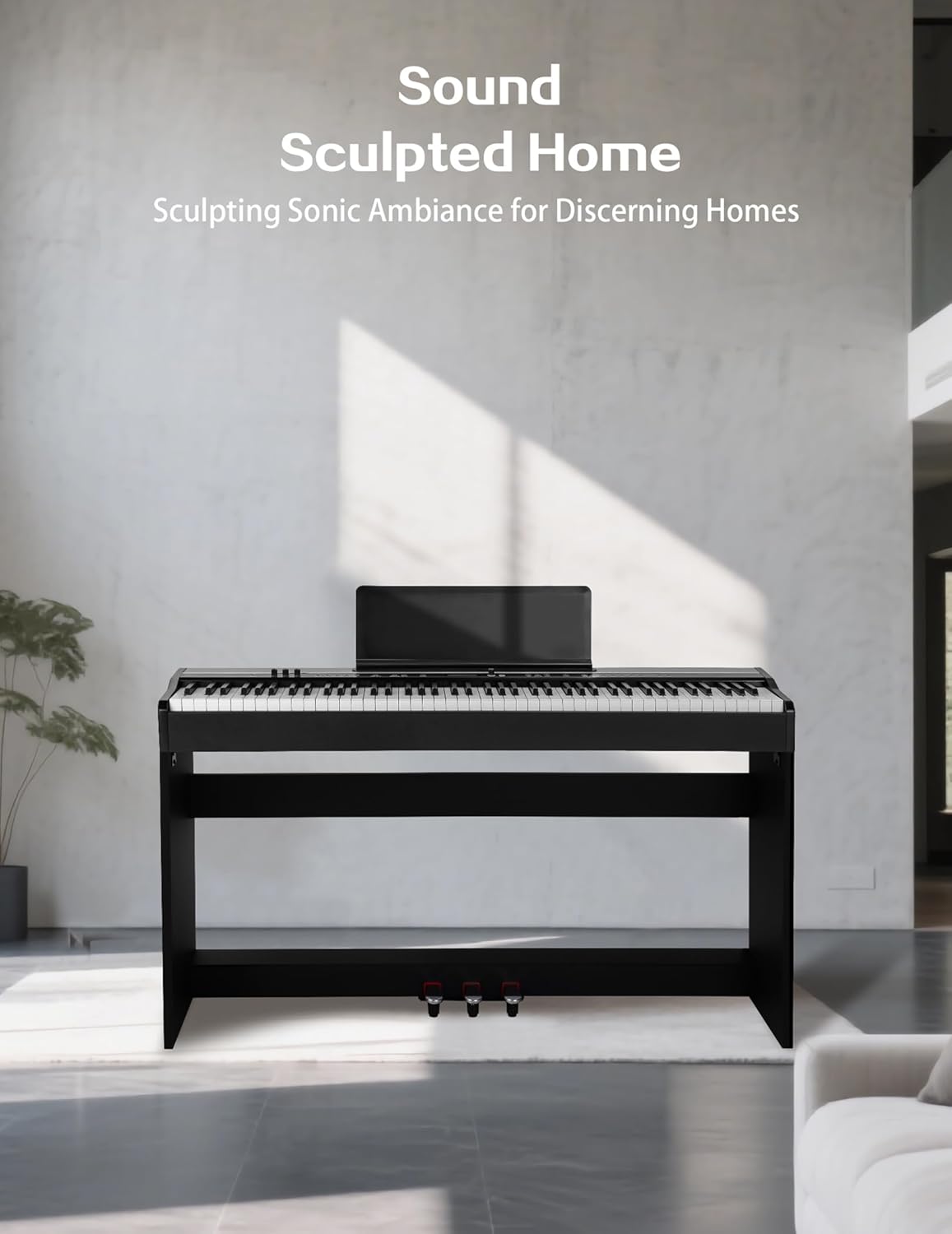 88-Key Digital Piano for Beginners, Professional Full Weighted Keyboard Electric Piano with Hammer Action, Dual Stereo, 3-Pedal, USB/MIDI Connectivity (B-02)