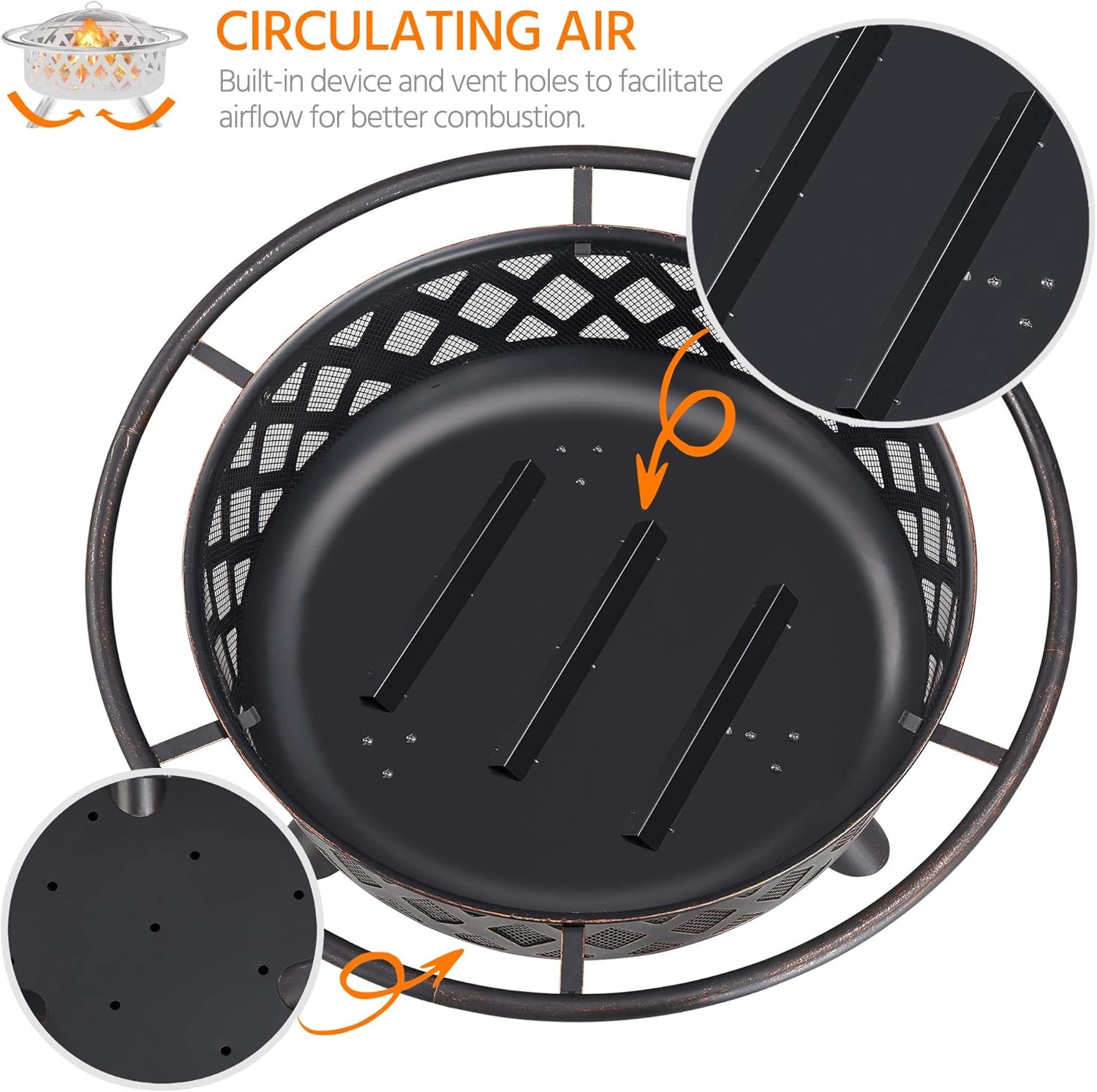 Yaheetech 36 Inch Outdoor Round Fire Pit - Backyard Patio Garden Stove Bonfire Wood Burning Firepit for Outside with Spark Screen and Poker