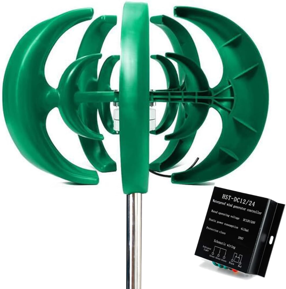 Super Quiet Vertical Axis Wind Turbines Generator Lantern, 12000W 12V 24V 5 Blades Motor Kit Forfor Boats, Gazebos, Cabins