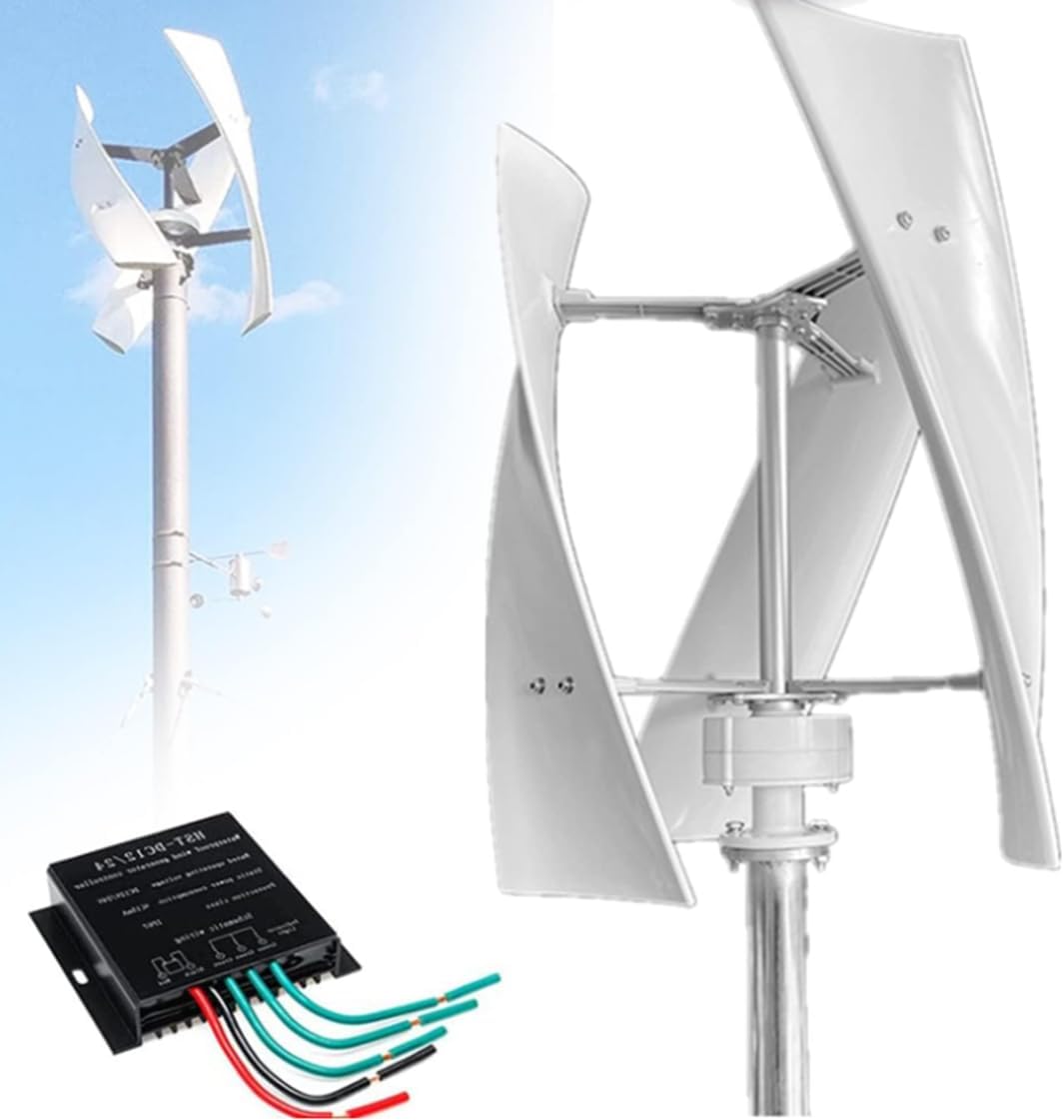 3000W/8000W Vertical Wind Turbine Generator - Noiseless 12V/24V/48V Home Portable Wind Energy System with MPPT Controller for Renewable Energy Solutions