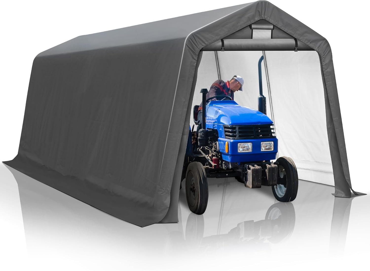 GARTOO 8' x 14' Outdoor Storage Shelter Shed- Heavy Duty Storage Tent with Roll-up Ventilated Windows, Portable Garage Zipper Storage shed for Bike, ATV, Motorcycle Shelter, Gray