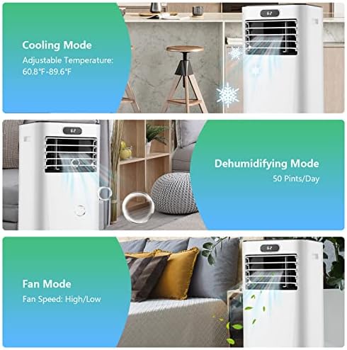 ARLIME Air Conditioner Portable, 10000 BTU Cools up to 350 sq. ft, Portable AC Unit with Fan & Dehumidifier, 2 Speed, Child Lock, 24H Timer, LED Display, Air Cooler for Living Room, Bedroom, Office