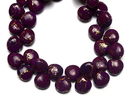 13 inch Natural Beads Strand of 10mm Smooth Heart Mojave Purple Copper Turquoise Gemstone briolletes Beads for DIY Jewelry - Necklace, Bracelet, Earring, Ring.