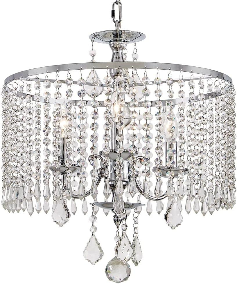Home Decorators Collection 3 Light Polished Chrome Chandelier with K9 Crystal Dangles Model 1001789669