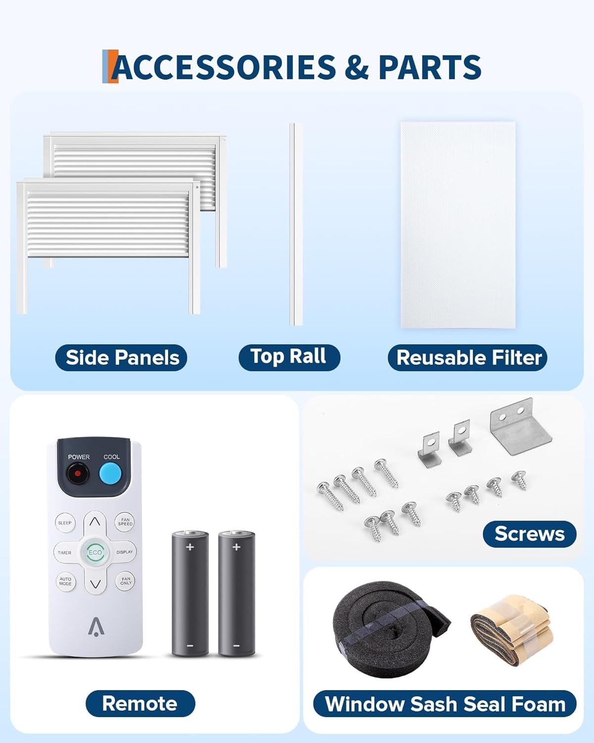 8000 BTU Small Window Air Conditioner with WiFi, Cools 350 Sq. Ft., App, Remote Control,24H Timer&Sleep Mode, Energy Saving Window AC Unit,Easy Install Kit for Bedroom, Living Room, white