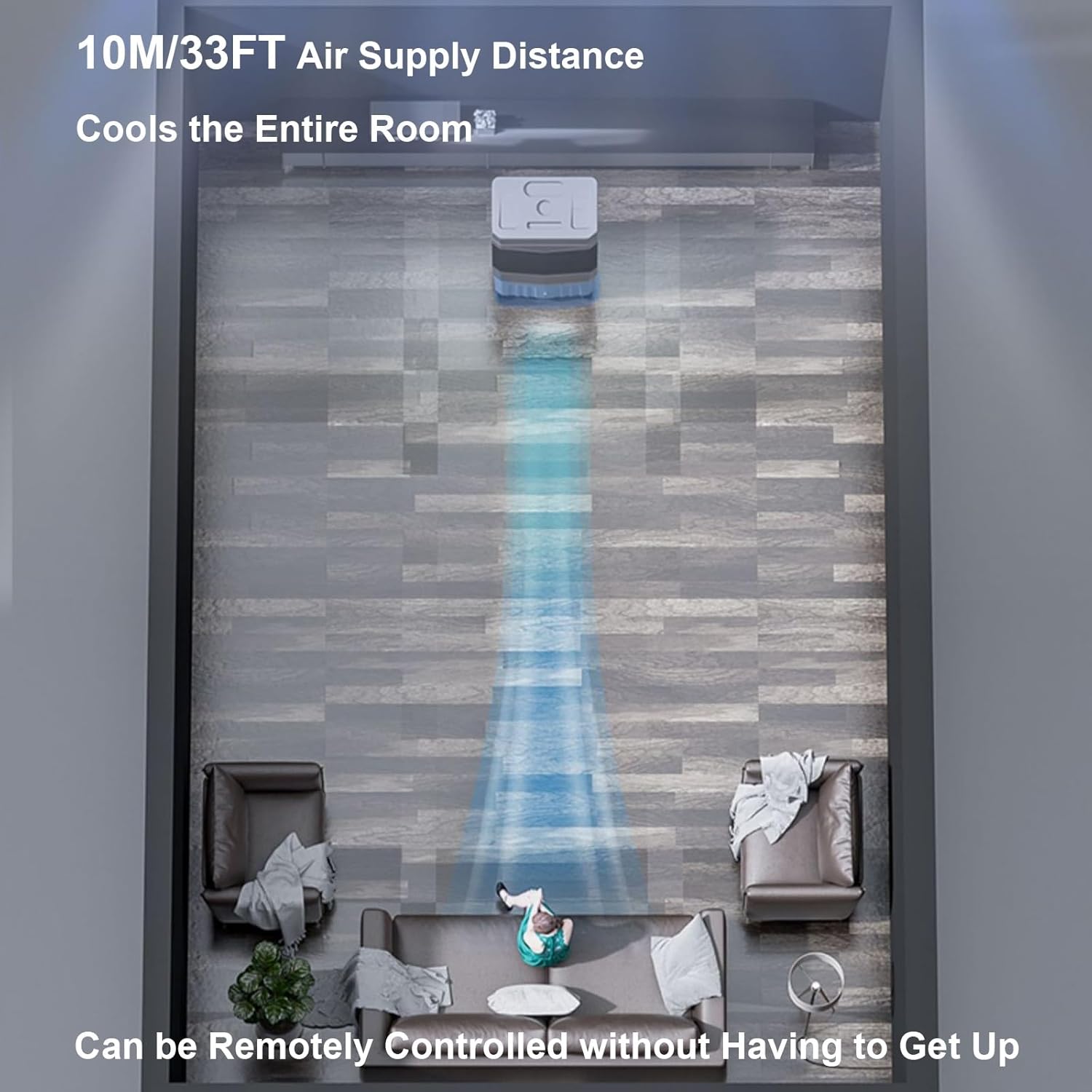 Indoor Swamp Cooler Fan, 3 In 1 Portable Air Conditioners, 10 Gallon Tank, 120° Oscillation, 4 Ice Packs, 12H Timer, Remote, 3 Modes & 3 Speeds Air Cooler for Room Cooling(80cm/31in)