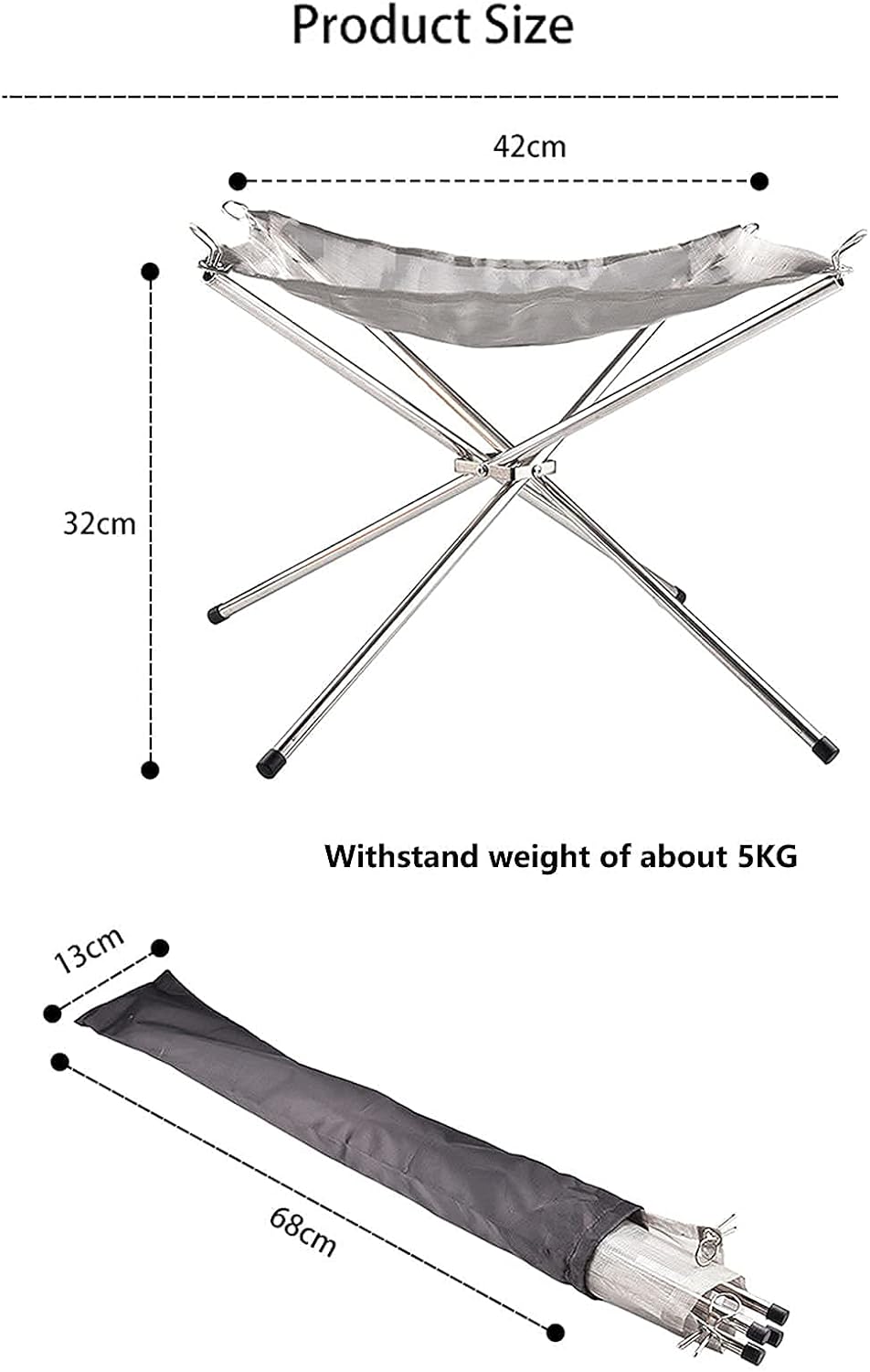 Portable Firepit Camping Stainless Steel Foldable Mesh Fireplace Picnic Bonfire Firepits Wood Burning Fire Pit