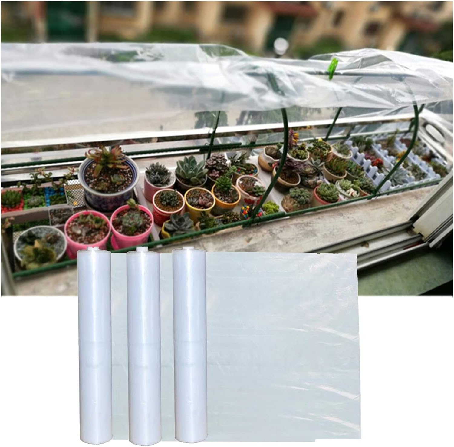 WIGING Greenhouse Plastic Film, Polyethylene Greenhouse Plant Cover, UV Resistant Greenhouse Insulation Sheet for Horticulture Garden and Agriculture((WxL) 4x10m)