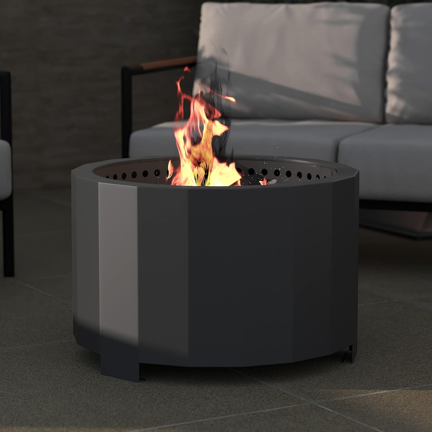 Taylor & Logan Zephyr 27 inch Smokeless Outdoor Firepit, Natural Wood Burning Portable Fire Pit With Waterproof Cover, Bronze