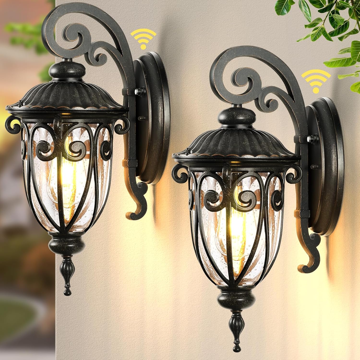 VIANIS Outdoor Lights for House Dusk to Dawn, 2 Pack Porch Lights Outside, Bronze Outdoor Light Fixture, Waterproof Exterior Lighting Fixtures for House, Doorway, Garage, Anti-Rust, Vintage Style