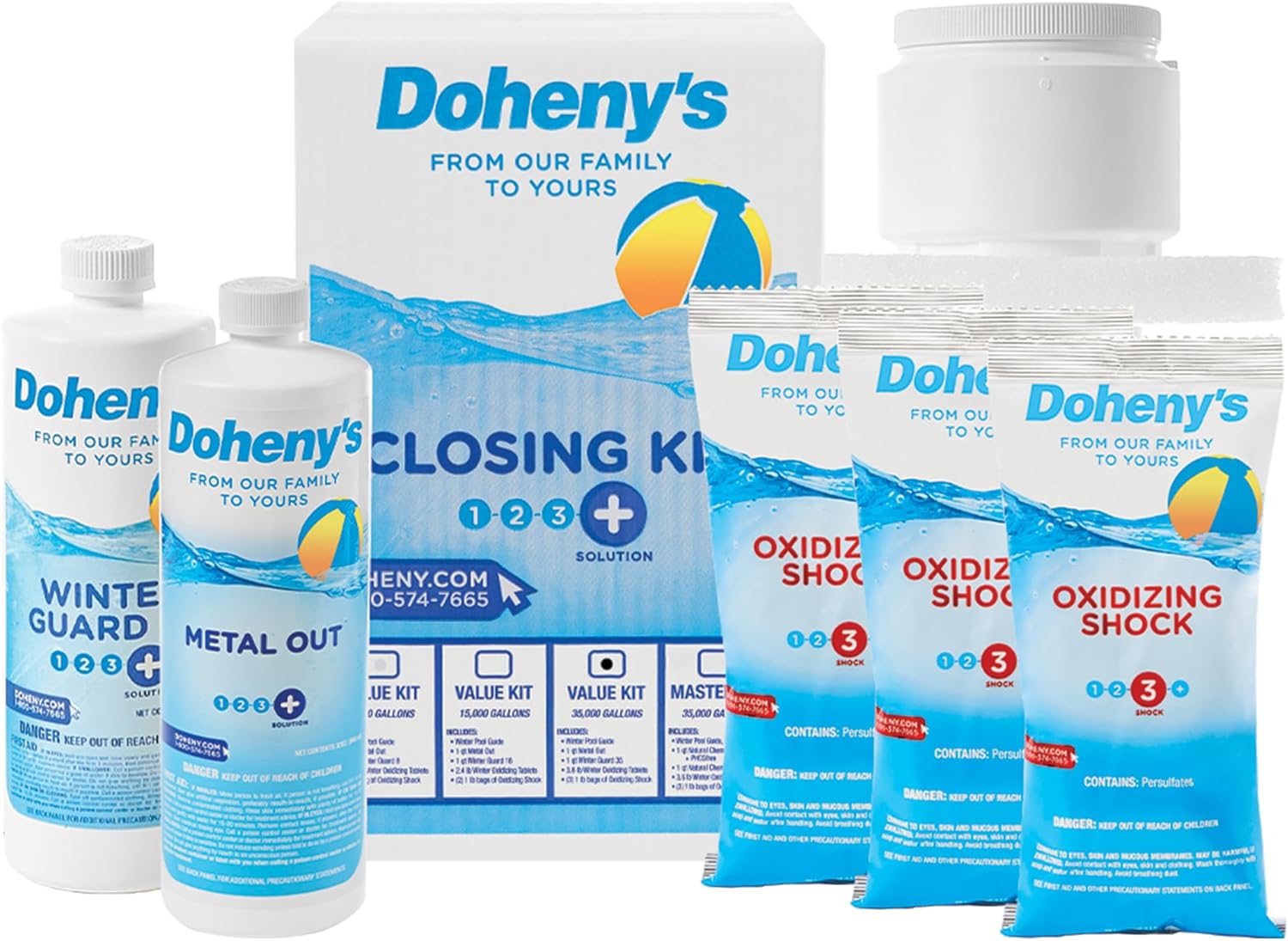 Doheny's Ultimate Pool Closing Kit, Winterizing Chemicals for Above Ground Pools, Inground Pools, Prevents Stains, Rust, Scale, Algae, Treats up to 35,000 Gallons