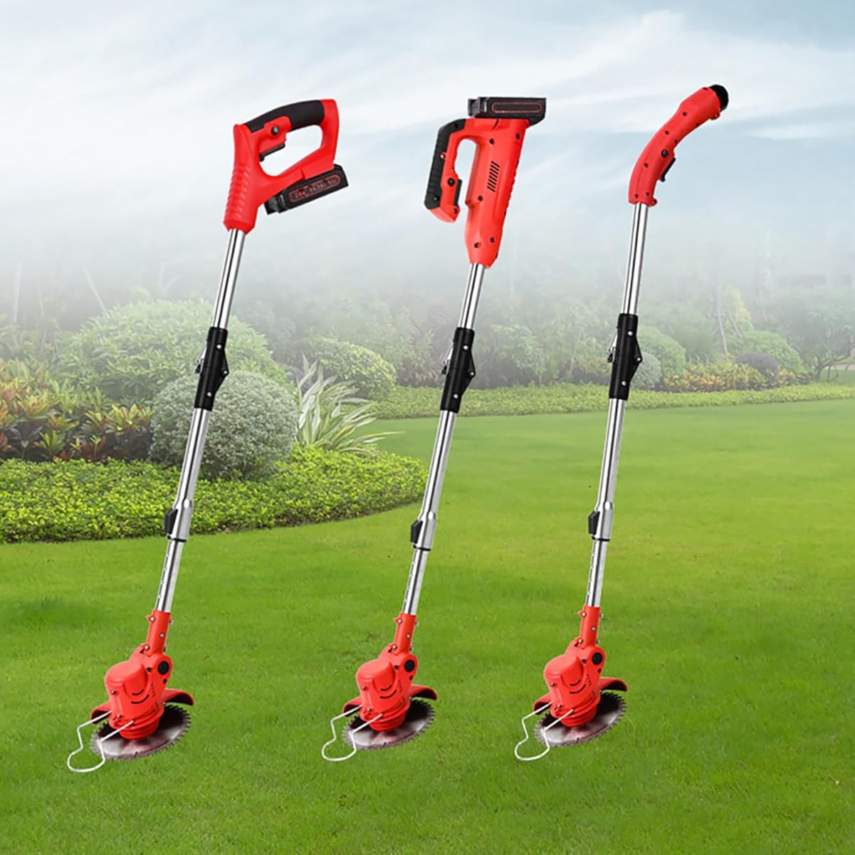 Electric Folding Lawn Mower - Lithium-ion Powered, Multifunctional, Compact Design with 12V Battery