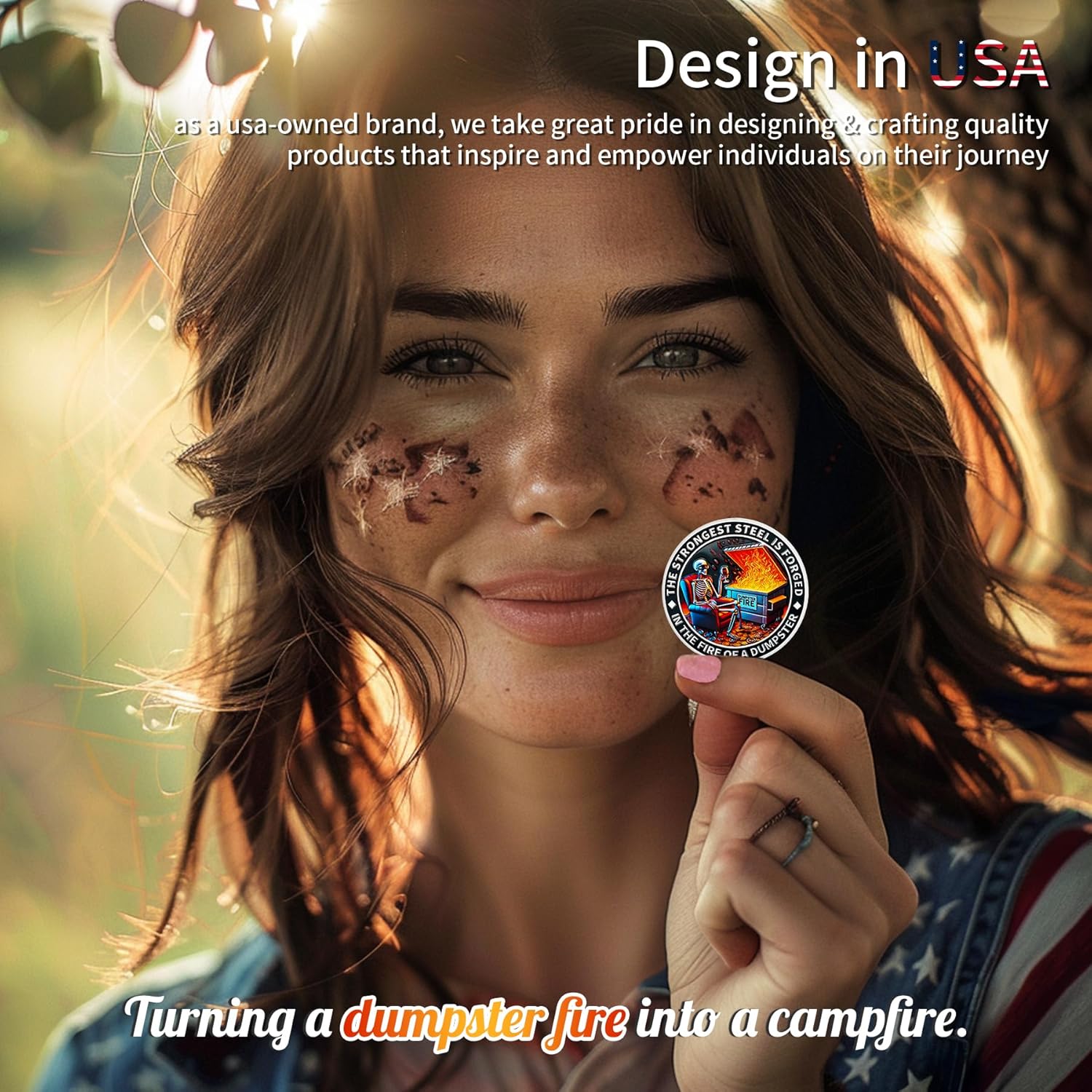 10PCS Skull Dumpster Fire Challenge Coin - The Strongest Steel is Forged Dumpster Fire Coin - Emotional Support This is Fine Chip - Funny Desk Accessories for Work - Inspirational Gifts for Men Women